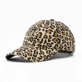 Vintage Damen-Baseballkappe mit Leopardenmuster und Canvas-Textur in Braun und Schwarz - Verstellbar / Beige Leopardenmuster