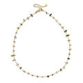 Irregular colorful natural stone beaded necklace with gold spacers and lobster clasp - Tourmaline Color