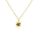 Collar de cadena de acero inoxidable dorado con un colgante ovalado de pata de gato - Colgante Ovalado de Pata de Gato Dorado