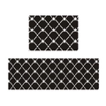 Minimalist crystal velvet kitchen mat featuring white star patterns on a black background - Black And White Star Grid