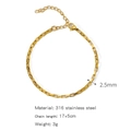 2.5mm gold box chain bracelet in 316 stainless steel with lobster clasp and extension - Long Box Chain (ZHSLG34)
