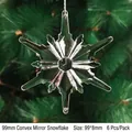 Set of 6 acrylic faceted snowflake ornaments 99x8mm hanging on a Christmas tree - 99mm Convex Mirror Snowflake