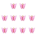 Ten pieces of pink acrylic butterfly charms with gold metal rings for jewelry making - Rose Red