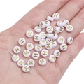 White acrylic flat round bead with golden letter H for DIY jewelry making - Letter H