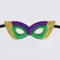 Classic Mardi Gras masquerade half mask with gold purple and green sequins and elastic band - Sequin Mask Style B-Green