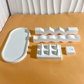 5-piece minimalist white geometric plaster jewelry display stand set for ring and necklace - 5-Piece White Plaster Jewelry Display Set