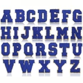 Set of 26 royal blue chenille letter patches with gold glitter borders for DIY sewing - Set of 26 Letters