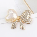 Accessorio per gioielli a fiocco dorato con perla a cuore e strass per creazioni DIY - Fiocco a cuore di sirena (Giallo)