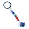 Chakra keychain featuring natural lapis lazuli star pendant and colorful crystal beads - Lapis Lazuli