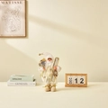 Figura de Papá Noel beige con bolsa dorada y linterna, decoración de Navidad - 30cm