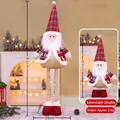 Père Noël extensible à carreaux rouges, hauteur réglable de 60cm jusqu'à 92cm - Grand Père Noël extensible de 90 cm
