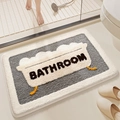 Grey and beige rectangular plush bathroom rug featuring Bathroom text and tub icon - 40*60cm / Bathing