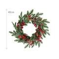 40cm Weihnachtskranz mit grünen Kiefernnadeln, roten Beeren und Tannenzapfen-Dekor - 40CM Kranz
