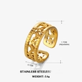 Detailansicht des 18k vergoldeten Edelstahlrings mit himmlischen Sternen und Mustern - Einstellbar Offen / Gold