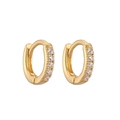 Elegantes pendientes de aro huggie dorados con cinco circonitas cúbicas de corte redondo - 10mm (1 Par) / Dorado