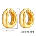 Polished 18K gold plated hollow stainless steel hoop earrings with 3cm height size details - Chunky Hoop (MS-146) / Gold