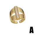 Minimalist double layered gold plated ring with zircon stones in adjustable horn design - Vertical Zircon Ribbed Style (A)