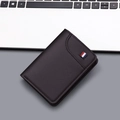 Cartera vertical de cuero marrón oscuro para hombre con detalle de franja tricolor - 118 Estilo Vertical / Marrón