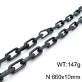 Industrial matte black stainless steel chain necklace 660mm length and 10mm width - Black Necklace (KN118754-KFC)