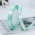 Roll of 1cm mint green satin ribbon with silk gloss for gift wrapping and DIY crafts - 141# Light Green