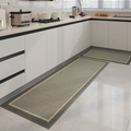 Modern grey and beige kitchen mat set with anti-slip texture on tile floor - 50x80cm / Gray