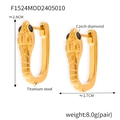 U-shaped snake earrings in gold stainless steel with cubic zirconia, 2.8cm height - Gold Black Zirconia