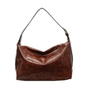 Braune Vintage-Hobo-Tasche aus geöltem Leder mit großem Fassungsvermögen und Gurt - Klein / Braun