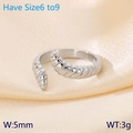 Irregular striped texture open ring in silver finish with croissant style design - Silver Fine Spiral Open Style (KR111628-GC)