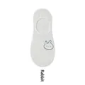 White low-cut invisible no-show socks featuring a cute blue embroidered rabbit pattern - Rabbit