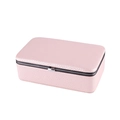 Pink lychee grain leather jewelry box with silver metal clasp for earrings and necklaces - Pearl Pink