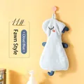 Hanging absorbent coral fleece hand towel in deer shape and cloud water blue color - Rabbit / Indigo Blue