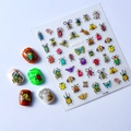 Detailed 3D embossed insect nail art stickers with bees and ladybugs application view - 5D Insect Series (TS-168)