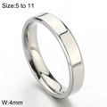 Minimalist 4mm silver stainless steel band ring for couples available in sizes 5 to 11 - US 10 / 4mm Steel (KR102949-WGBL)