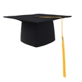 Classic black adult graduation cap with a hanging decorative gold yellow tassel - Black Principal Graduation Cap