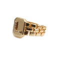 Gold-plated adjustable ring featuring letter L zircon micro-pave on octagonal face - Adjustable Open / Letter L