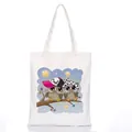 Borsa tote in tela bianca con stampa a forma di gufo colorato e design grafico cool - Stile C20 / Senza Cerniera Senza Tasca Interna