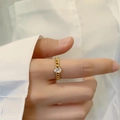 18K gold plated chain link ring with a sparkling pear cut zircon stone on finger - US 6 / Gold Teardrop Rhinestone