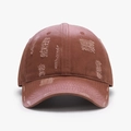 Distressed cotton baseball cap in rust red color with ripped vintage wash style - Caramel color