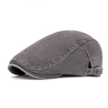 Gorra plana vintage de mezclilla gris oscuro lavado con hebilla de metal ajustable para hombre - Gris
