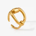 Polished gold adjustable open horsebit ring in a minimalist stainless steel design - Gold Ring (BK776)