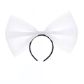 Oversized white mesh bow headband for women featuring a sweet princess style design - White Oversized Fabric Bow