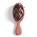 Pink massage hairbrush with mixed boar bristles and air cushion for scalp care - Elastic Paint Crimson Bristle