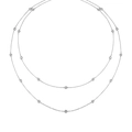 Minimalist double-layered silver necklace with round zircon accents in a sleek finish - Necklace