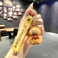 Yellow silicone Capybara keychain with wrist strap and lobster clasp for bags - B241-2 Apple