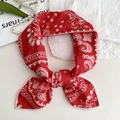 Elegant red paisley cotton linen square scarf with delicate floral pattern neck wrap - Red Paisley
