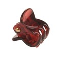 Deep red translucent plastic hair claw clip with golden metal spring on white background - Burgundy