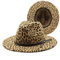 Classic leopard print fedora hat with black leather band and metal buckle for men and women - M (56-58cm) / Black Leather Belt Metal Buckle Leopard Fedora (11)