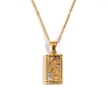 18K gold plated tarot necklace with Strength card pendant and mother of pearl inlay - Gold-Strength