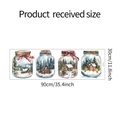 Indeling van 90x30cm Kerst muurstickers met glazen potten en besneeuwde huisontwerpen - 30*90cm/HY-D010