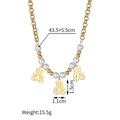Collar de perlas y oso dorado, cadena gruesa, 43,5+5,5 cm de largo y peso 15,5 g - Oso
